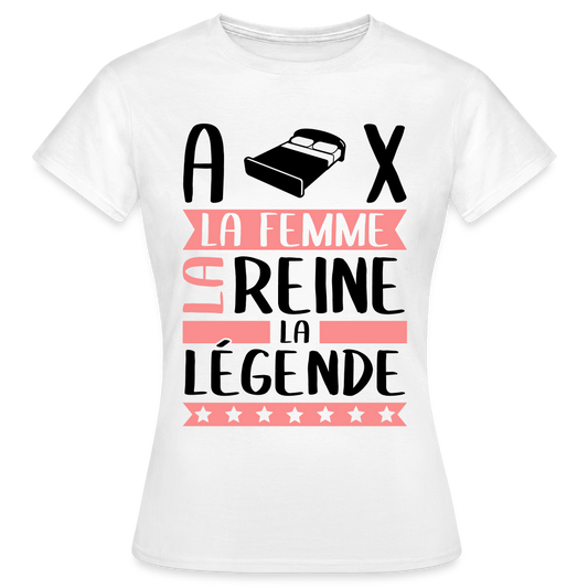 T-shirt femme coloris clair Alix rébus – La femme, la reine, la légende - blanc