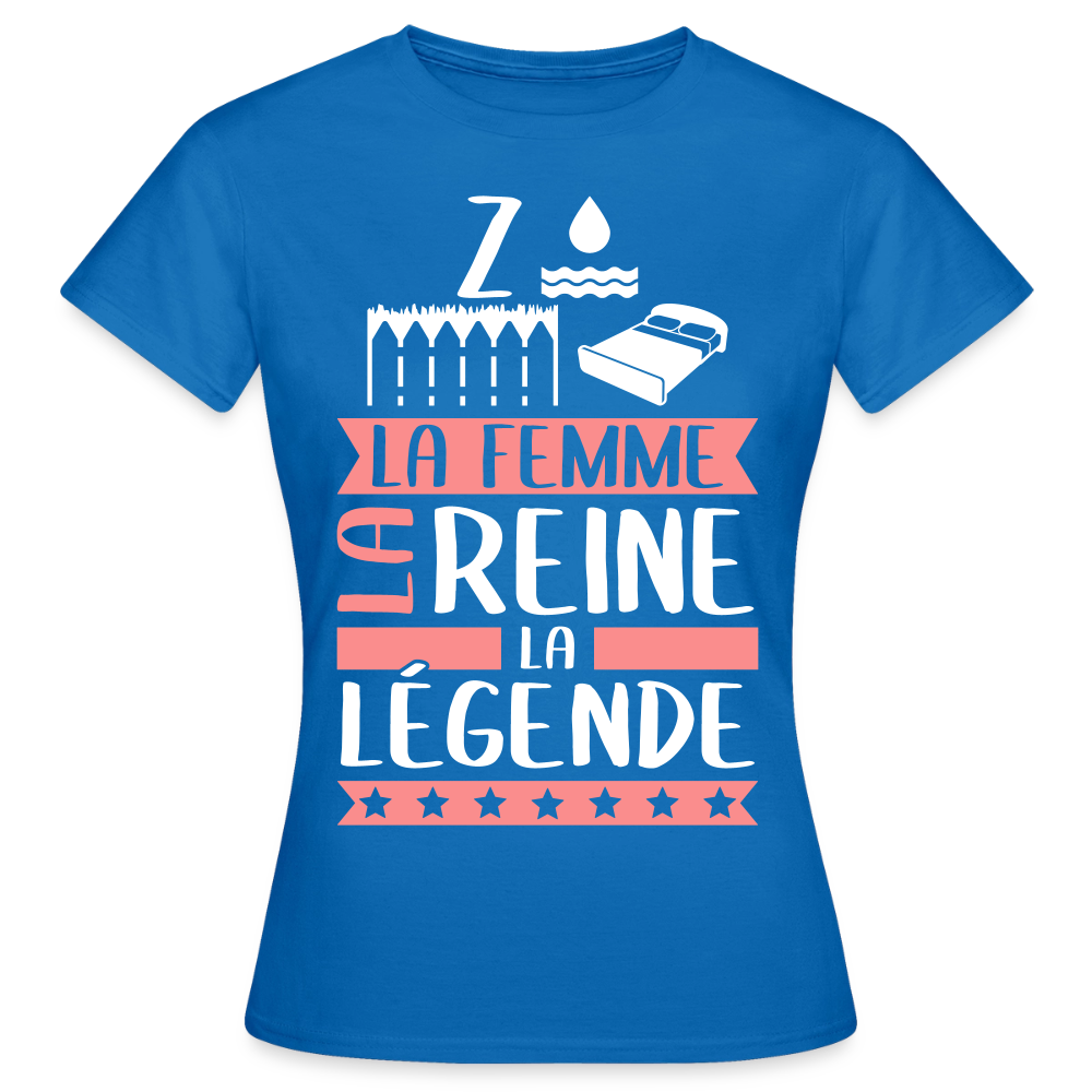 T-shirt femme Zoélie rébus – La femme, la reine, la légende - bleu royal