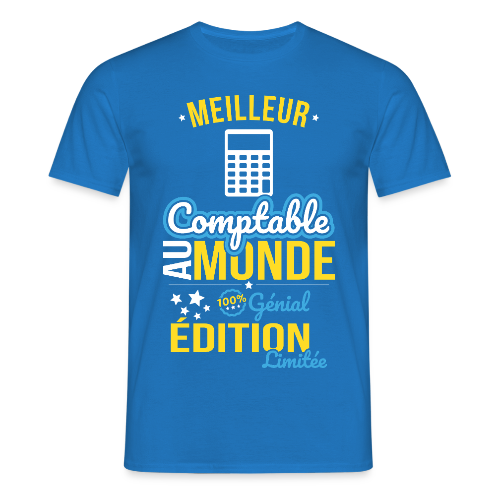 T-shirt Homme - Meilleur Comptable au monde - 100% génial - bleu royal