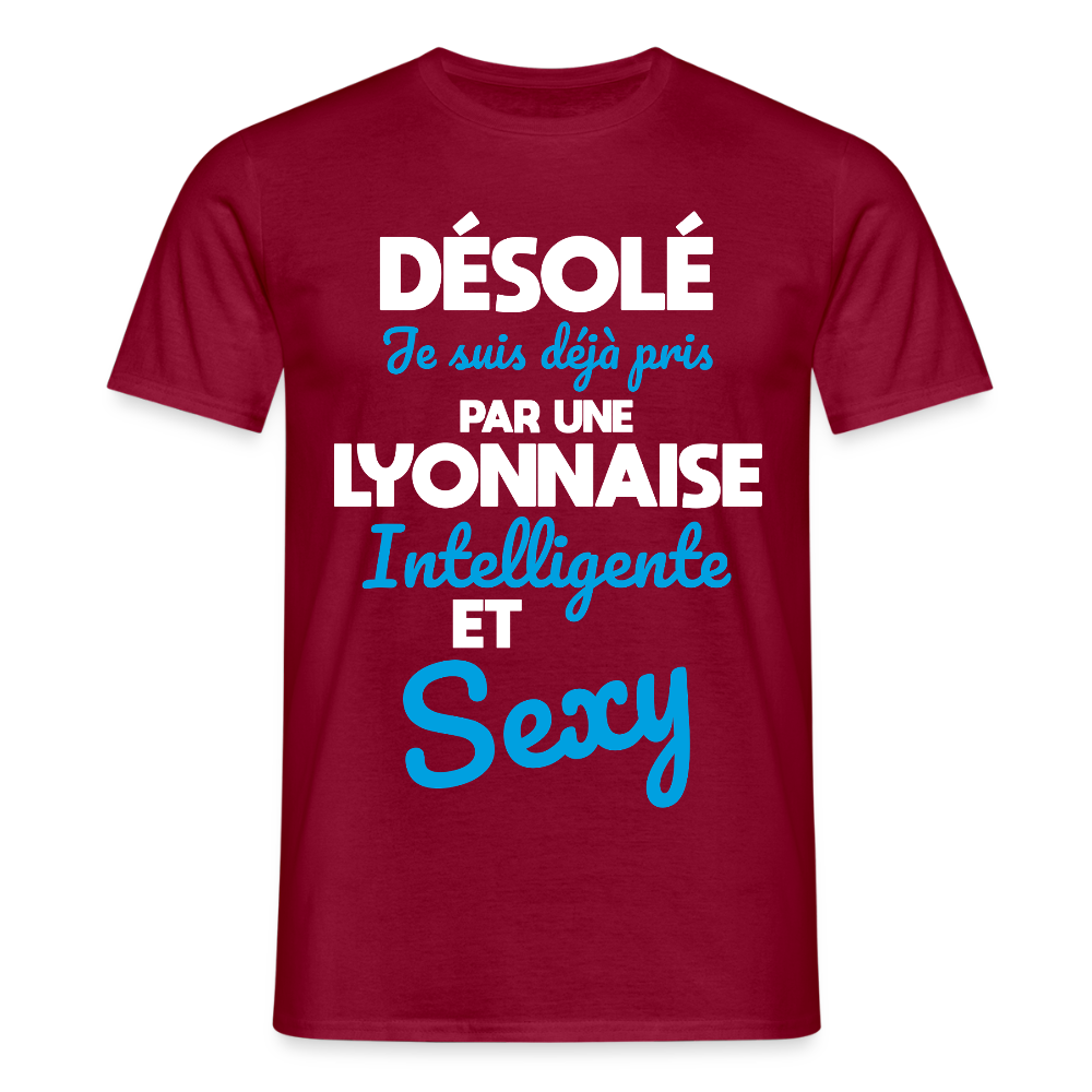 T-shirt Homme -  Je suis déjà pris par une Lyonnaise intelligente et sexy - rouge brique