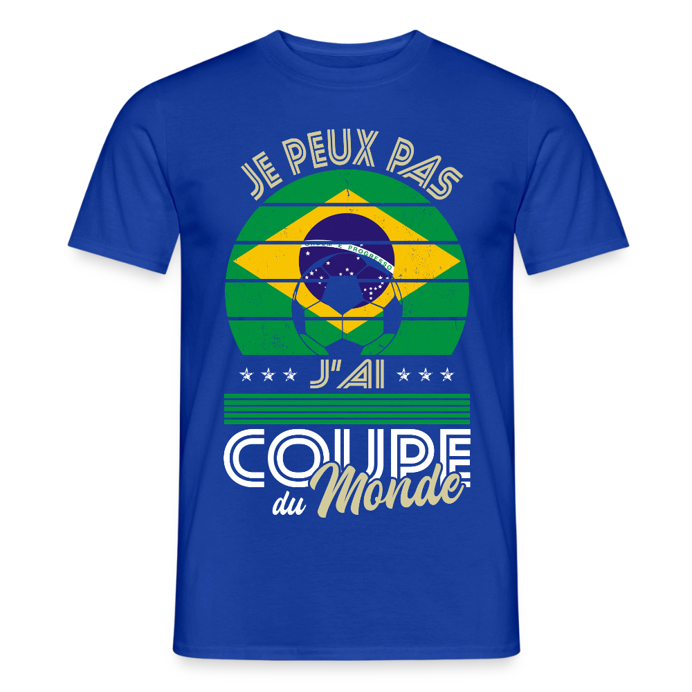 T-shirt Homme - Je peux pas j'ai Coupe du Monde - Brésil - bleu foncé