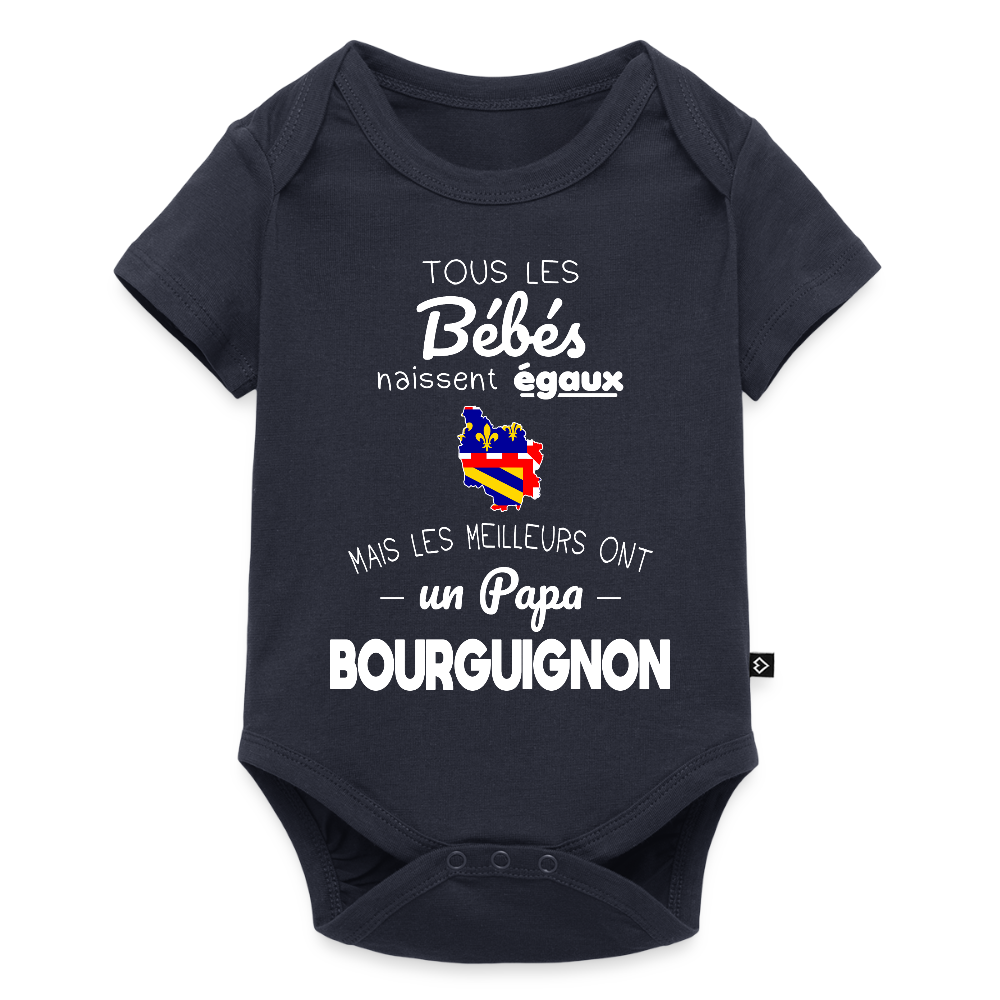 Body Bébé bio manches courtes - Les Meilleurs Ont Un Papa Bourguignon - bleu marine