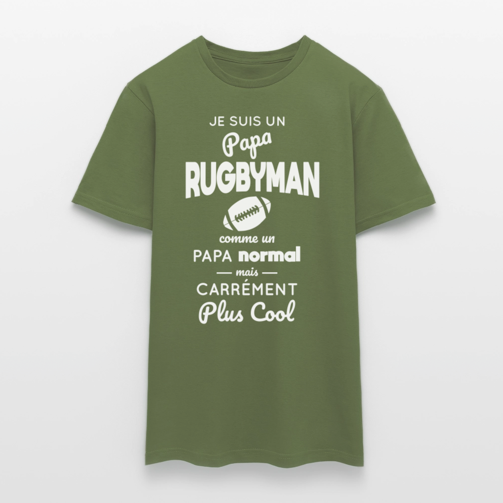 T-shirt Homme - Papa rugbyman plus cool - vert militaire