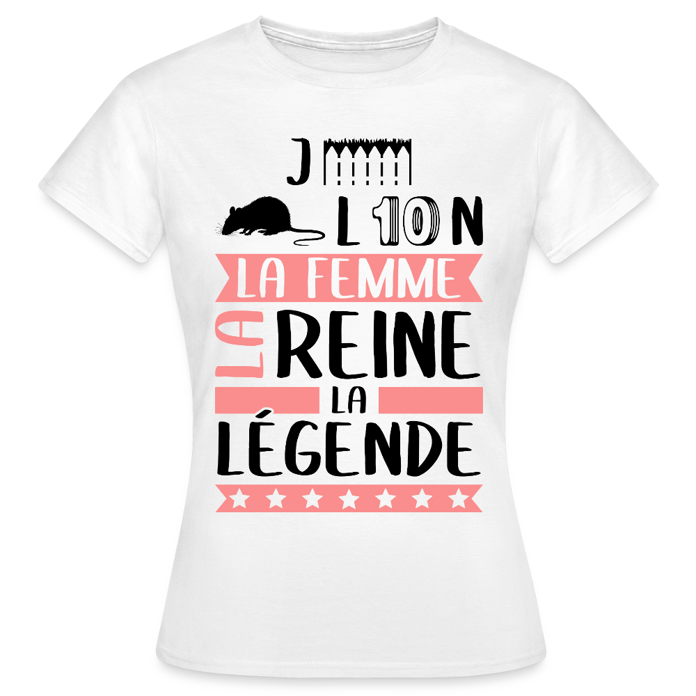 T-shirt femme coloris clair Géraldine rébus – La femme, la reine, la légende - blanc