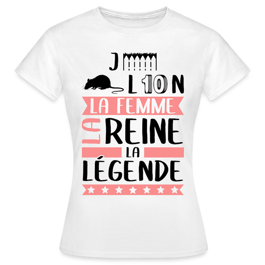 T-shirt femme coloris clair Géraldine rébus – La femme, la reine, la légende - blanc
