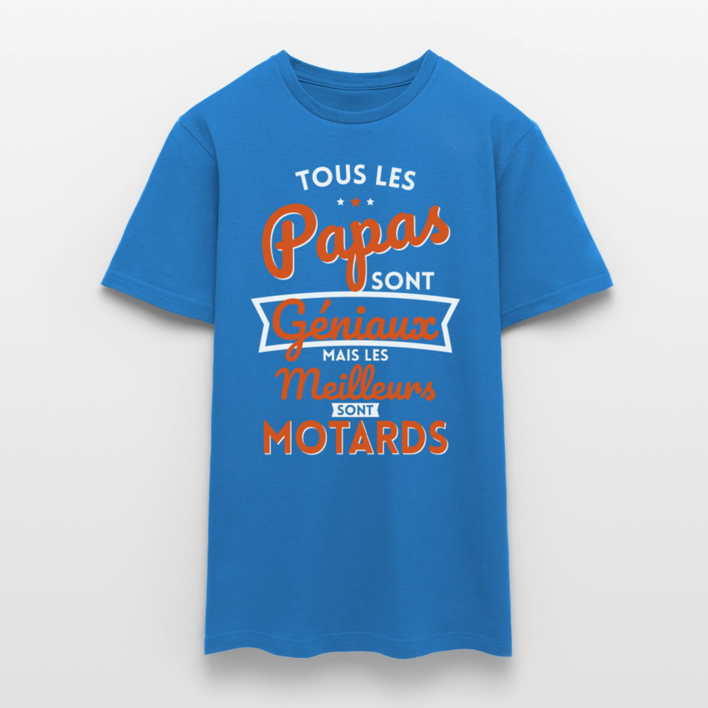 T-shirt Homme - Papas géniaux - Les meilleurs sont motards - bleu royal
