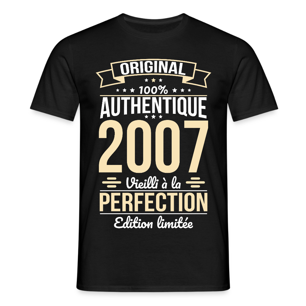 T-shirt Homme - Anniversaire 18 Ans - Original 2007 - noir