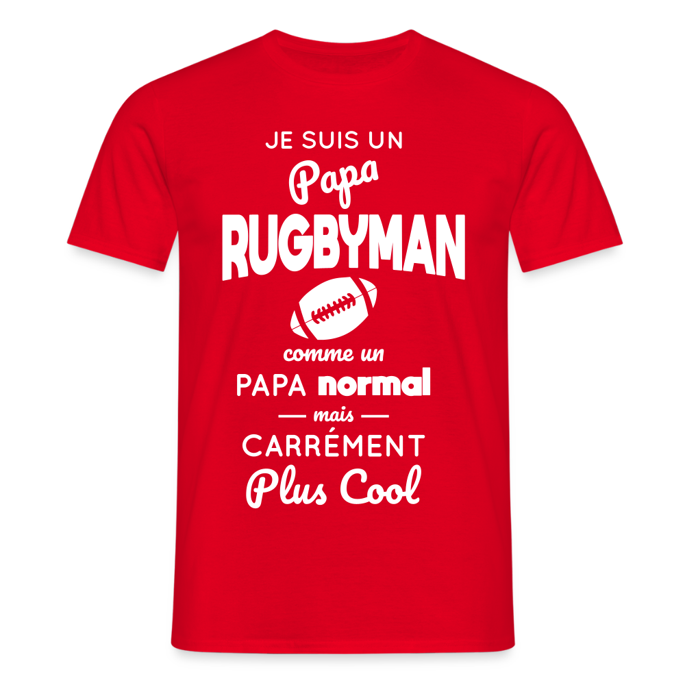 T-shirt Homme - Papa rugbyman plus cool - rouge