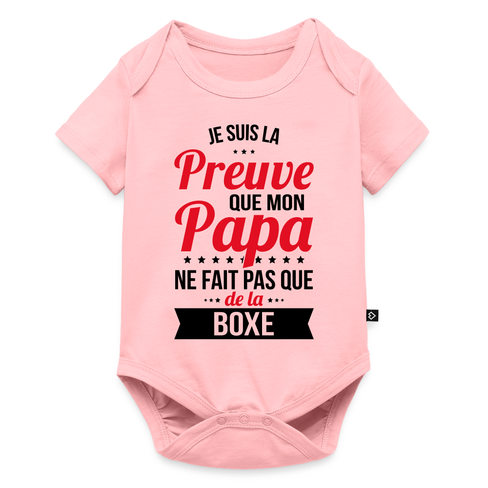 Body Bébé bio manches courtes - Mon Papa Ne Fait Pas Que De La Boxe - rose