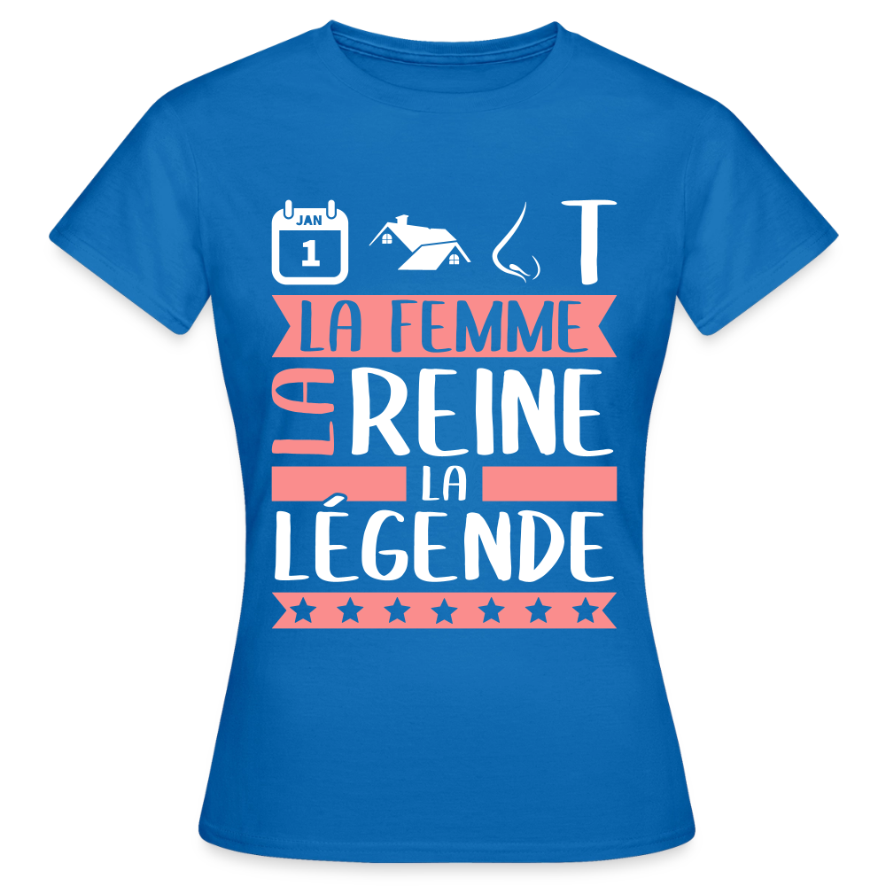T-shirt femme Antoinette rébus – La femme, la reine, la légende - bleu royal