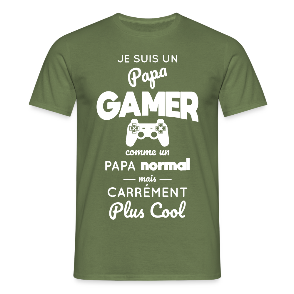 T-shirt Homme - Papa gamer plus cool - vert militaire