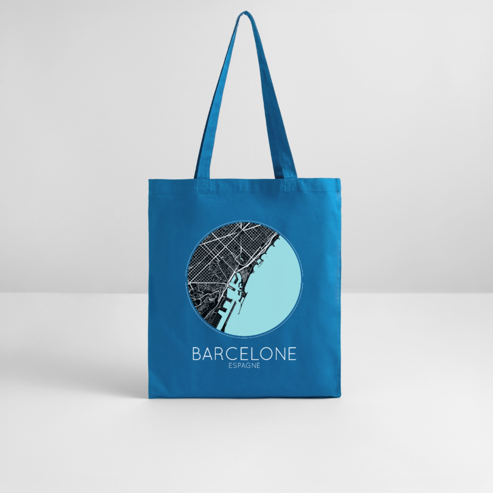Tote Bag Barcelone Bio – Plan de Barcelone - bleu royal