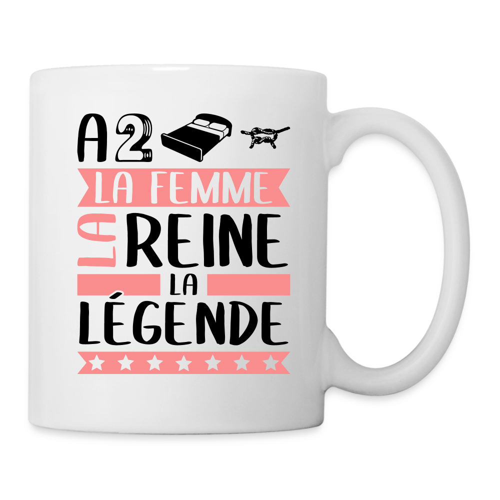 Mug blanc Adeline rébus – La femme, la reine, la légende - blanc