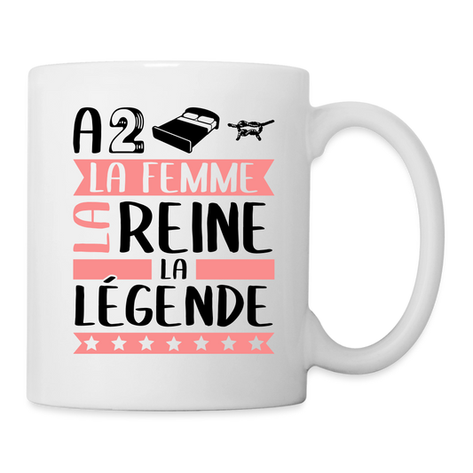 Mug blanc Adeline rébus – La femme, la reine, la légende - blanc