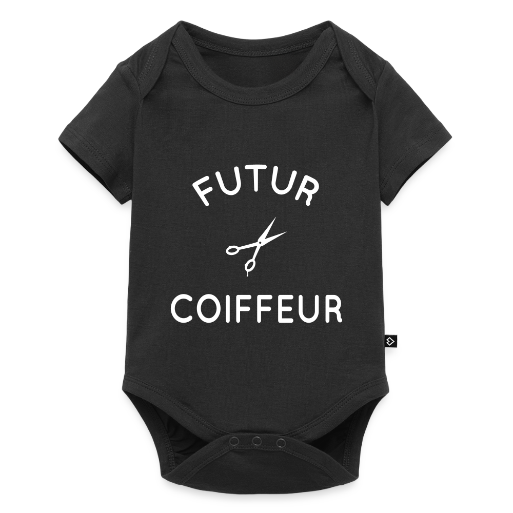 Body Bébé bio manches courtes - Futur coiffeur - noir