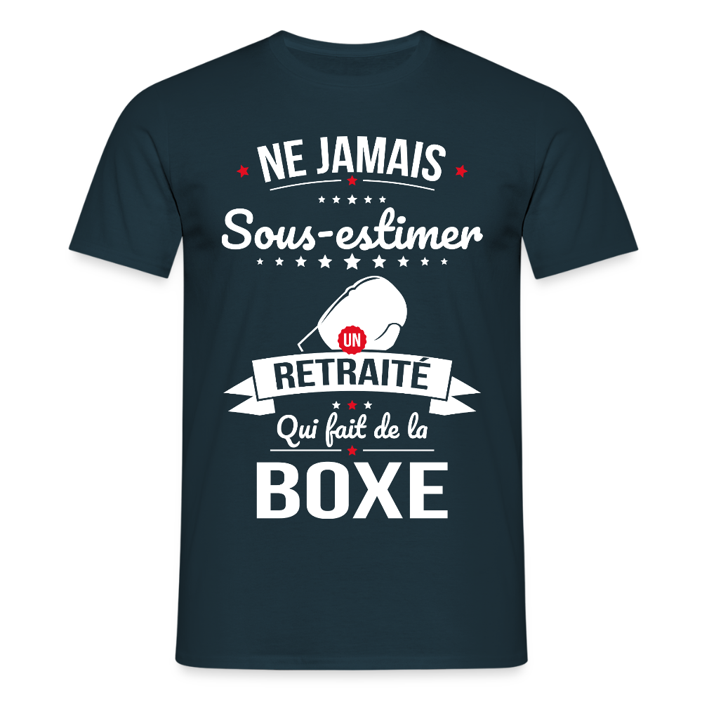T-shirt Homme - Ne jamais sous-estimer un retraité qui fait de la boxe - marine