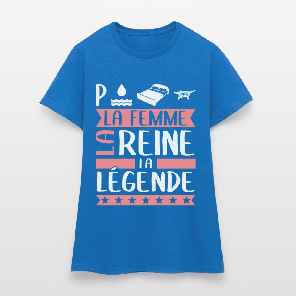 T-shirt femme Pauline rébus – La femme, la reine, la légende - bleu royal