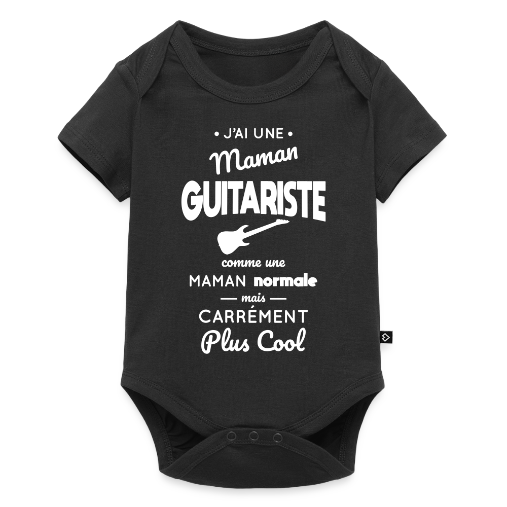 Body Bébé bio manches courtes - J'ai une maman guitariste - noir