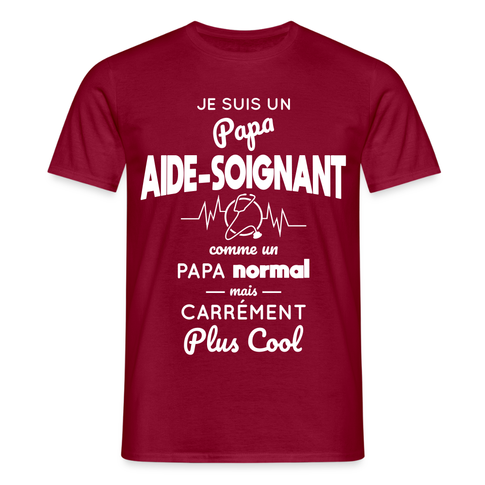 T-shirt Homme - Papa aide-soignant plus cool - rouge brique