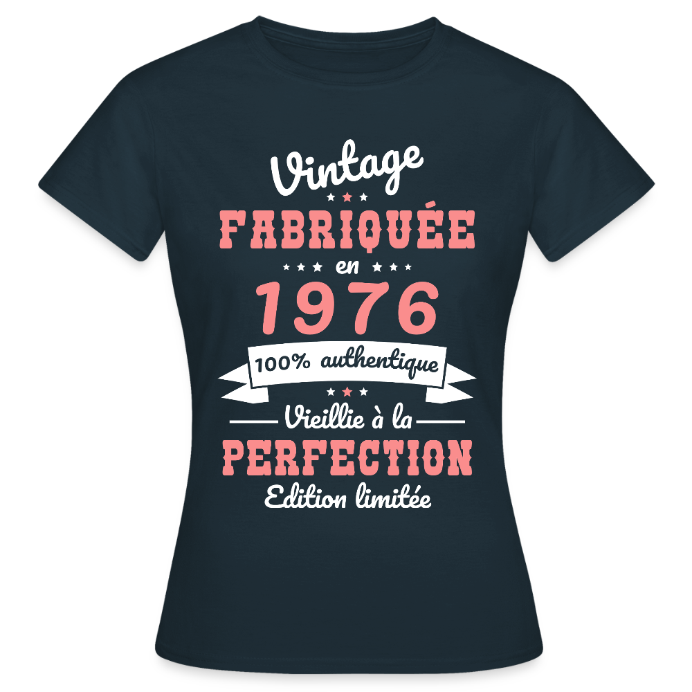 T-shirt anniversaire femme 50 ans – Vintage 1976 - marine