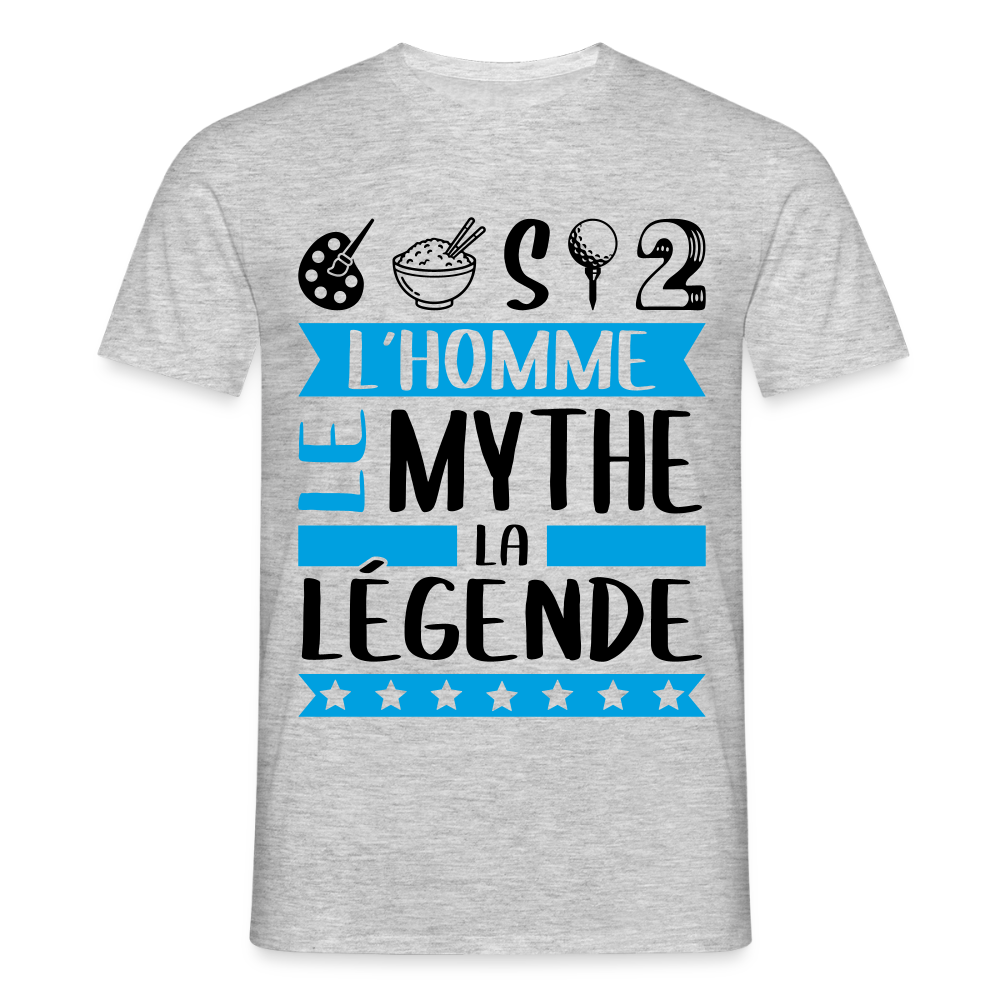 T-shirt homme coloris clair Aristide rébus – L’homme, le mythe, la légende - gris chiné