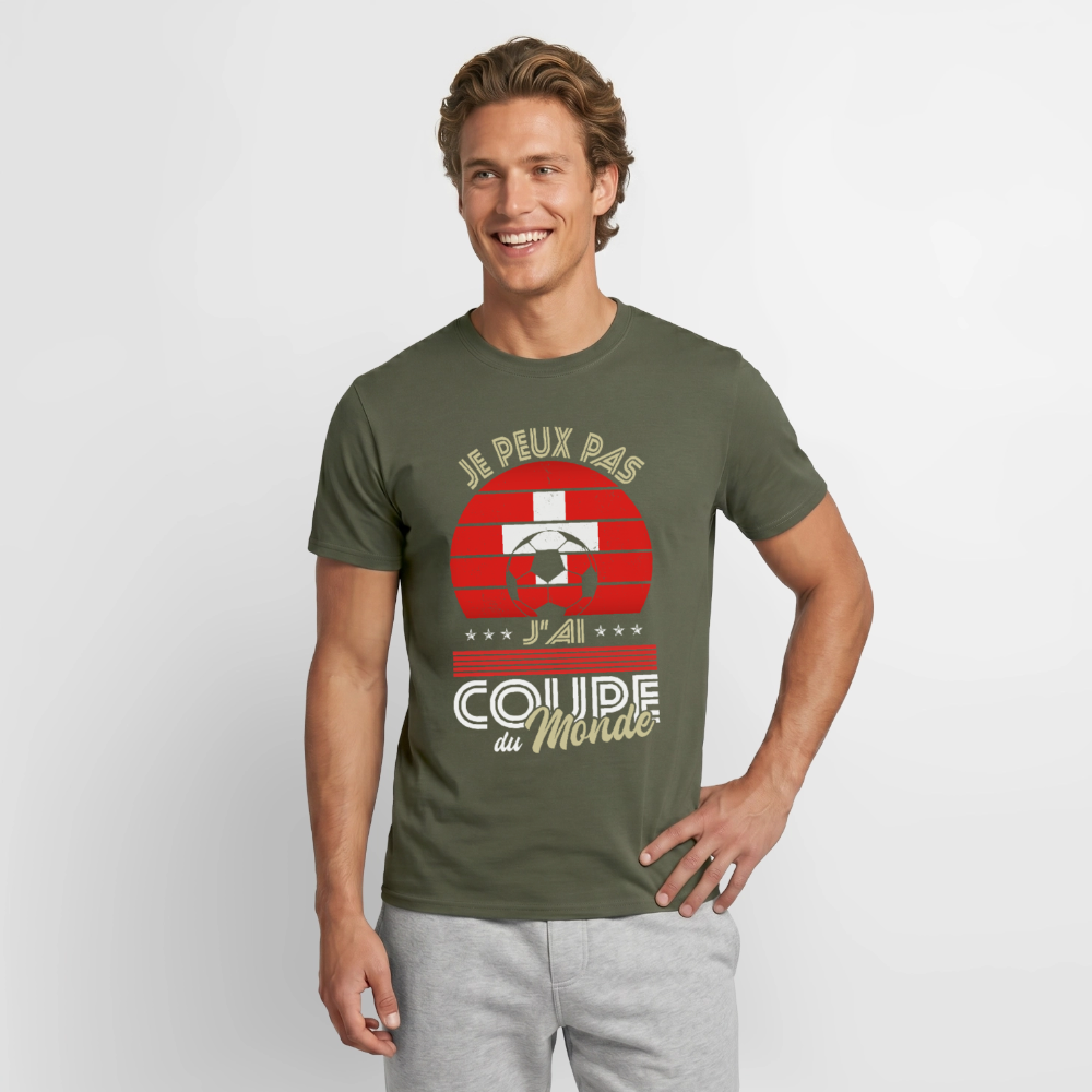 T-shirt Homme - Je peux pas j'ai Coupe du Monde - Suisse - vert militaire