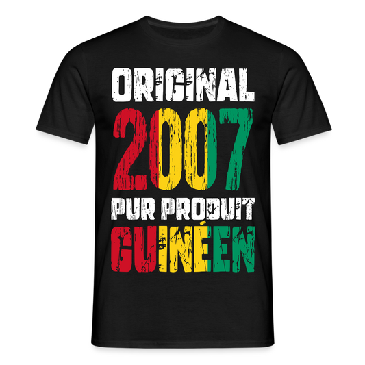 T-shirt Homme - Anniversaire 18 Ans - Original 2007 - Pur produit Guinéen - noir