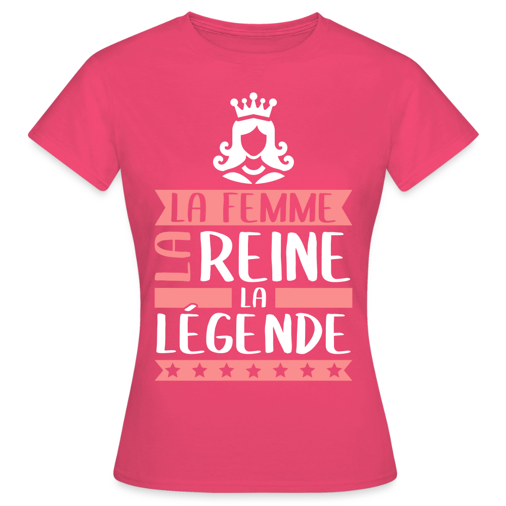 T-shirt femme Reine rébus – La femme, la reine, la légende - rose azalée