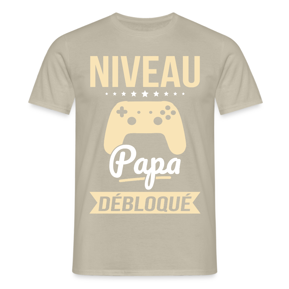T-shirt Homme - Niveau Papa Débloqué - beige sable