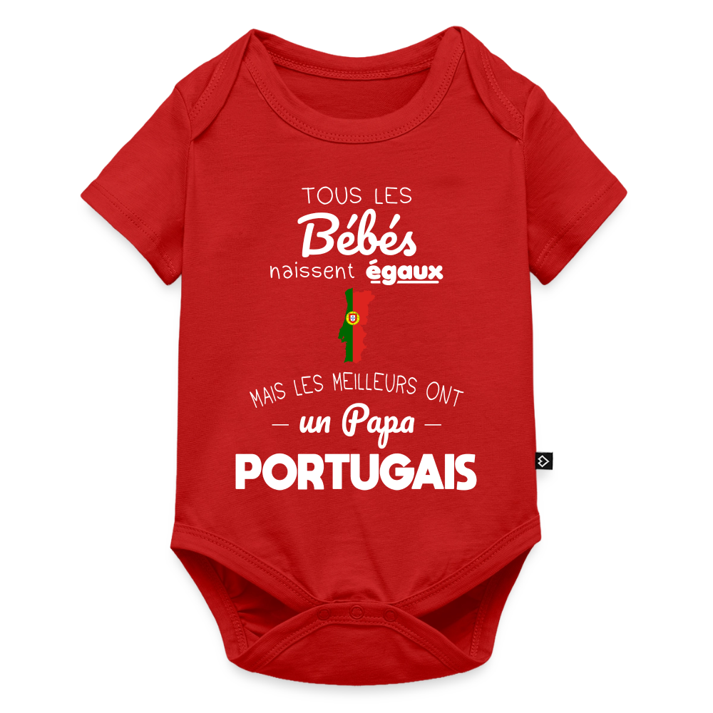 Body Bébé bio manches courtes - Les Meilleurs Ont Un Papa Portugais - rouge