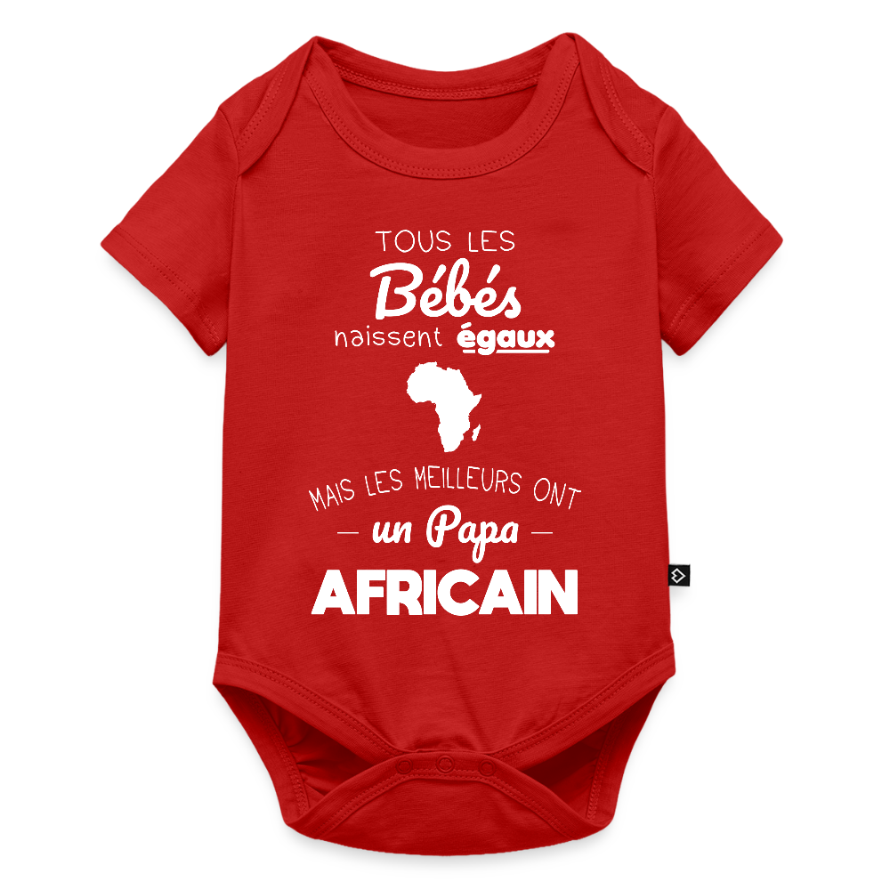 Body Bébé bio manches courtes - Les Meilleurs Ont Un Papa Africain - rouge