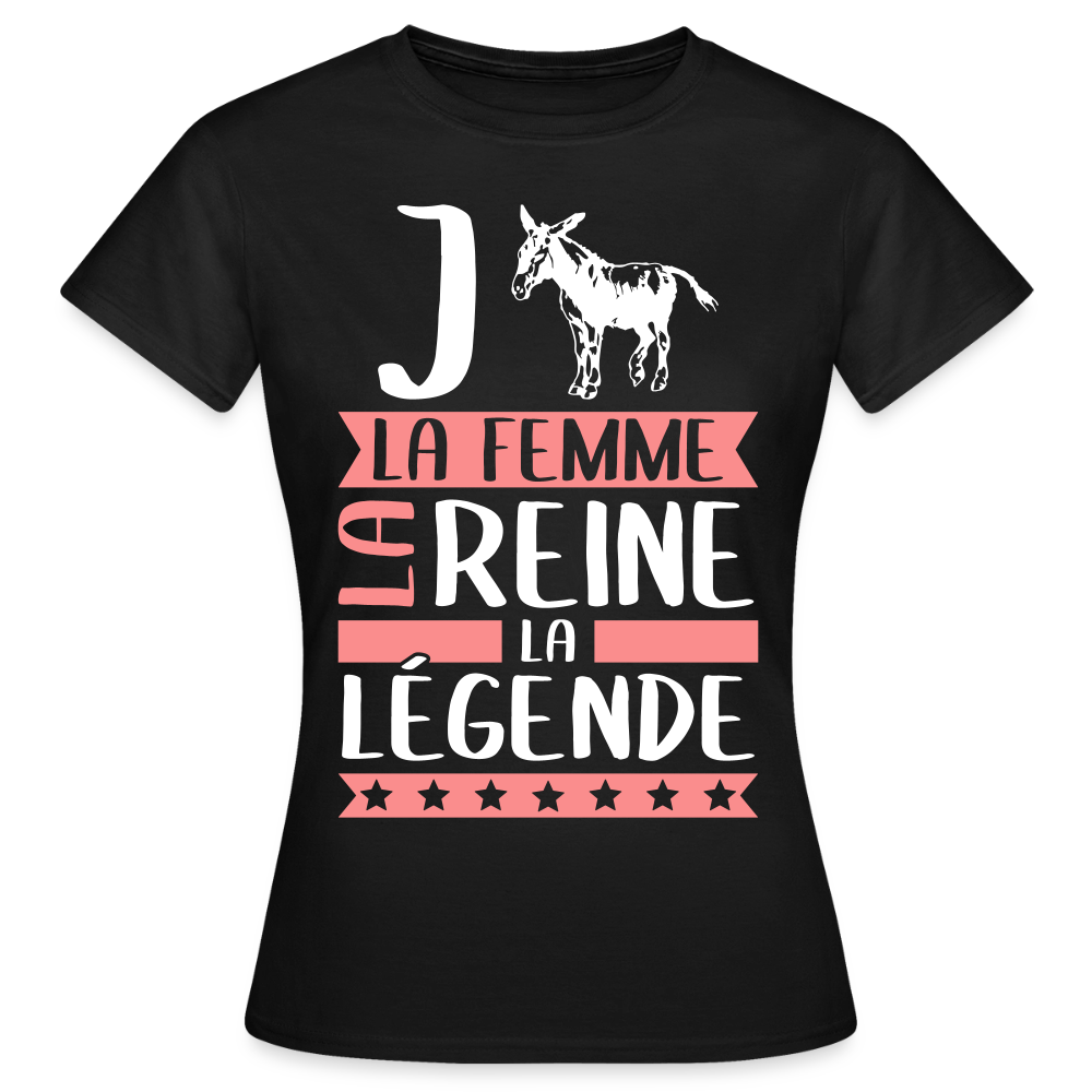 T-shirt femme Jeanne rébus – La femme, la reine, la légende - noir