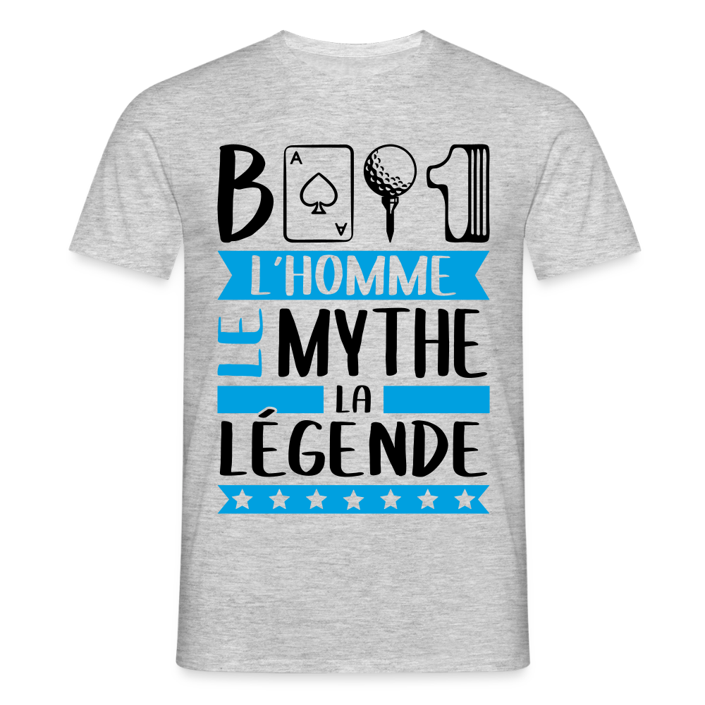 T-shirt homme coloris clair Bastien rébus – L’homme, le mythe, la légende - gris chiné