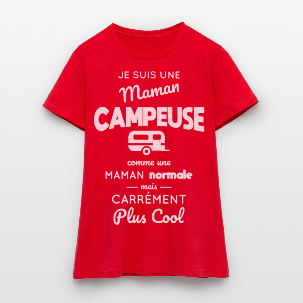 T-shirt Femme - Maman campeuse plus cool - rouge