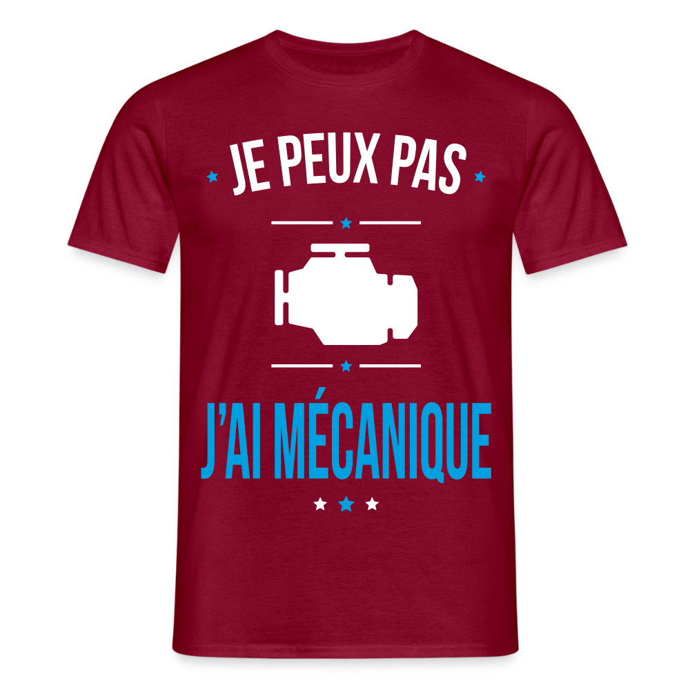 T-shirt Homme - Je peux pas j'ai Mécanique - rouge brique