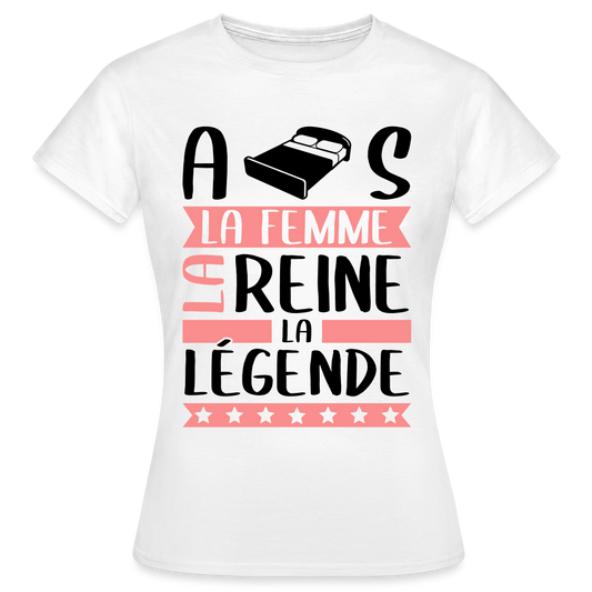T-shirt femme coloris clair Alice rébus – La femme, la reine, la légende - blanc