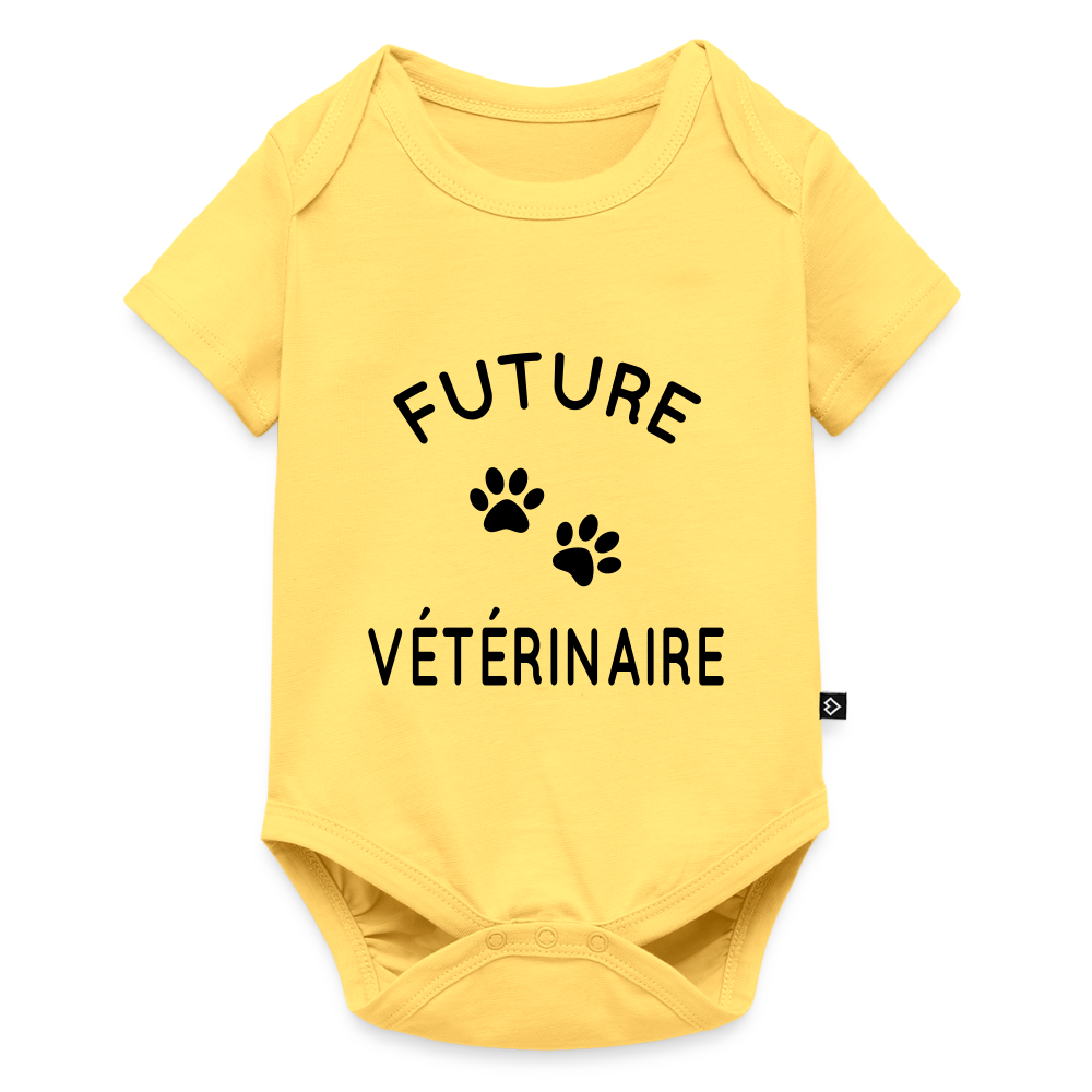 Body Bébé bio manches courtes - Future vétérinaire - jaune pastel