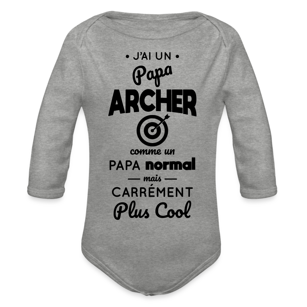 Body Bébé bio manches longues - J'ai un papa archer - gris chiné
