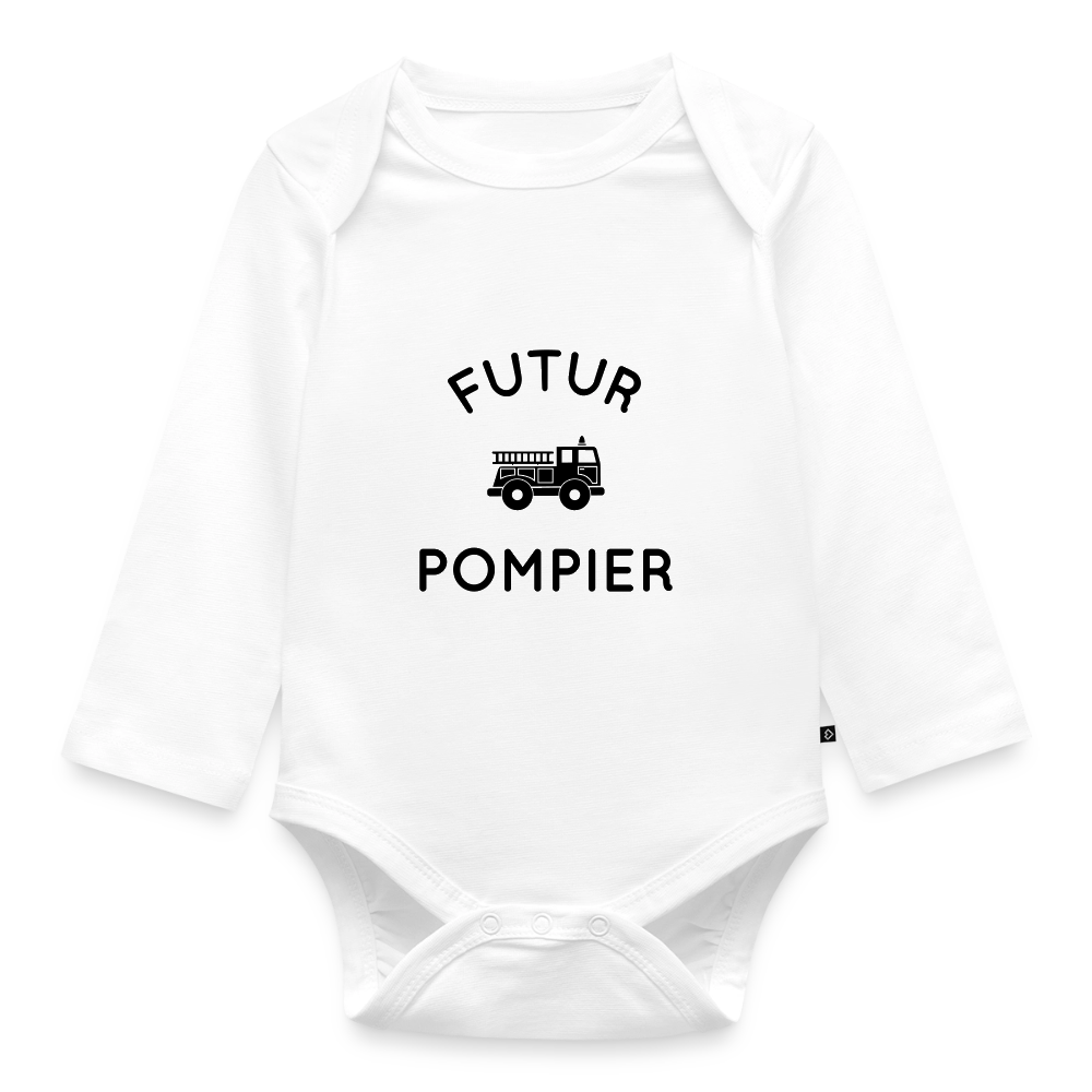 Body Bébé bio manches longues - Futur pompier - blanc