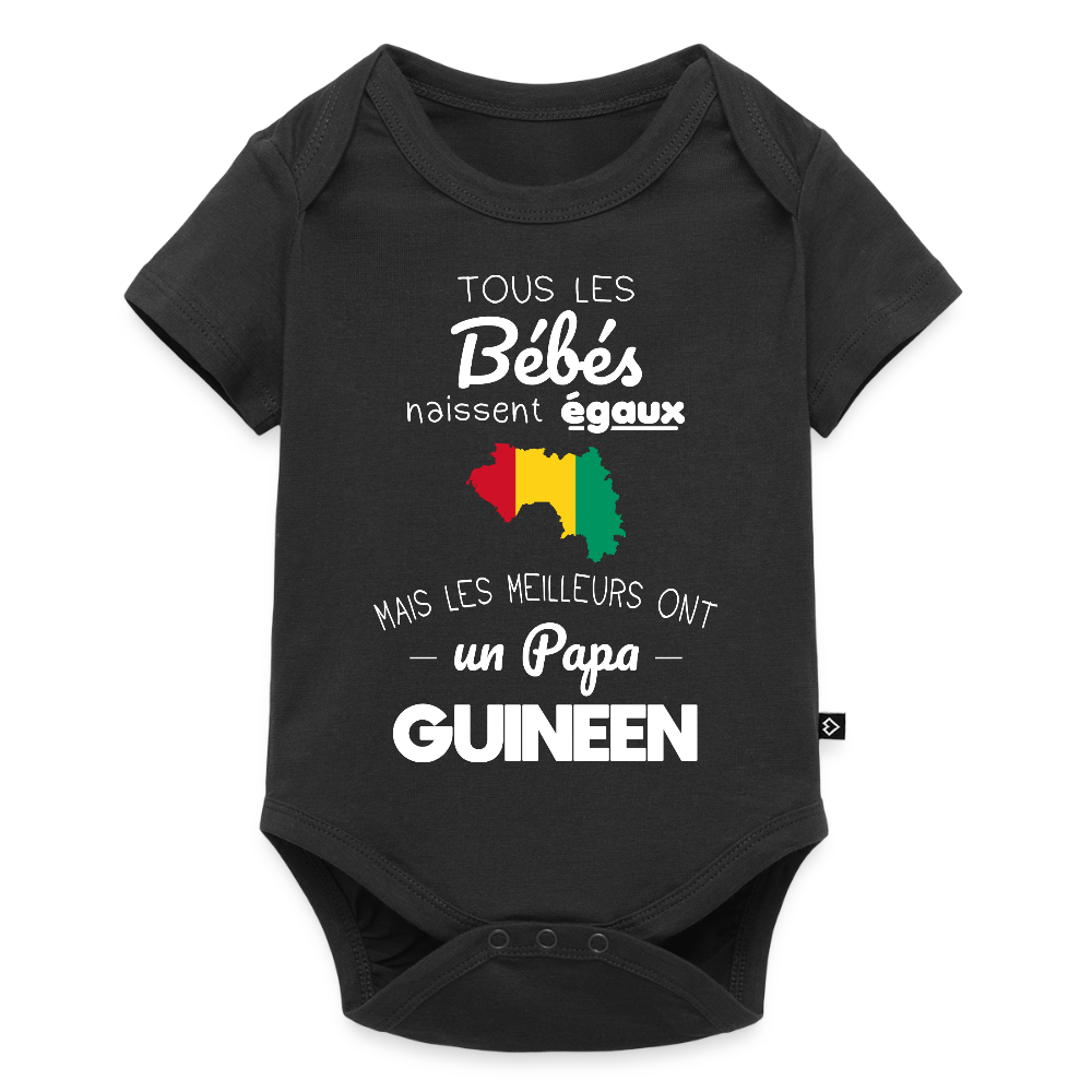 Body Bébé bio manches courtes - Les Meilleurs Ont Un Papa Guinéen - noir