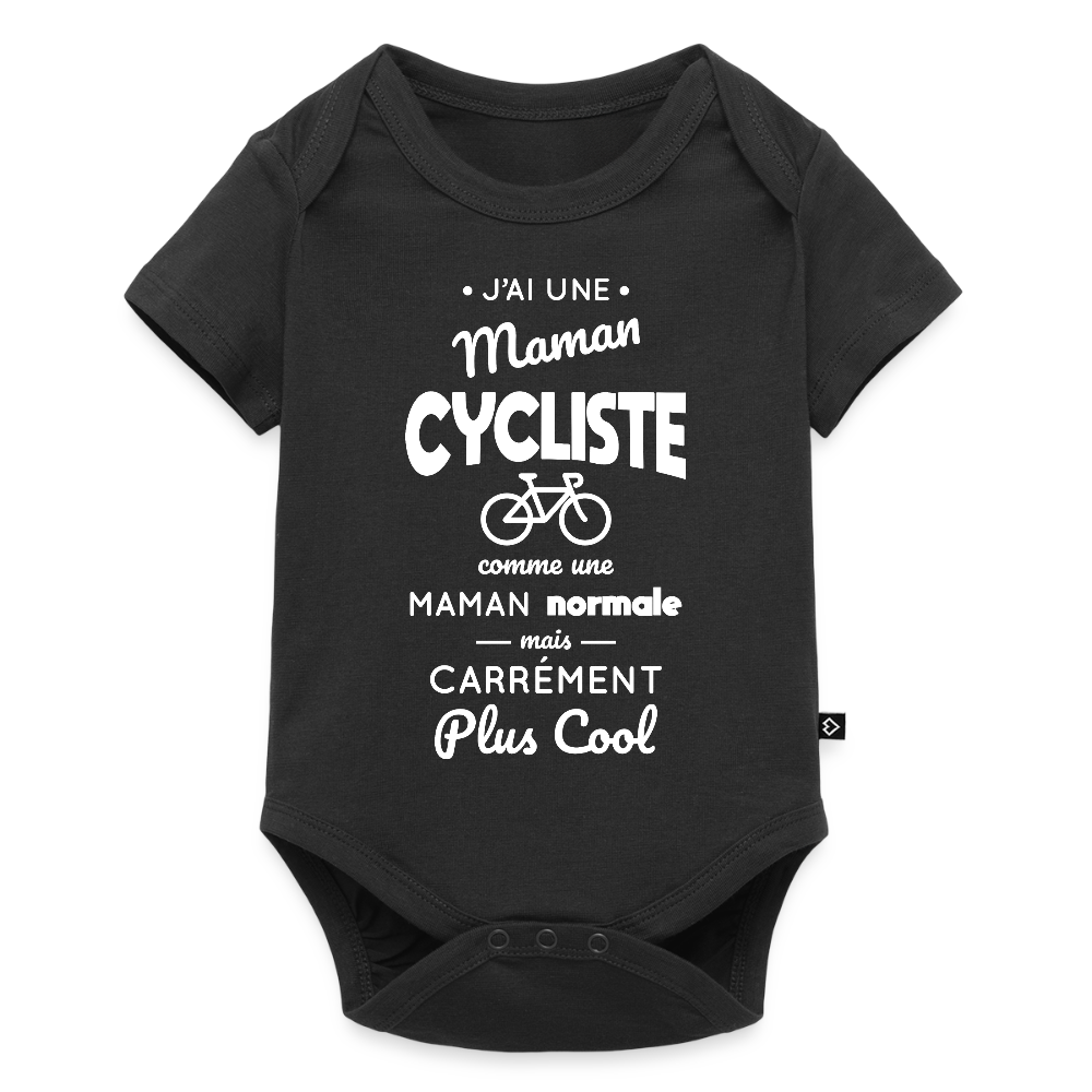 Body Bébé bio manches courtes - J'ai une maman cycliste - noir