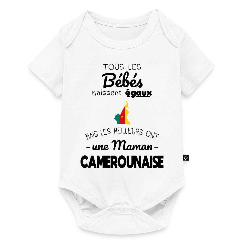 Body Bébé bio manches courtes - Les Meilleurs Ont Une Maman Camerounaise - blanc