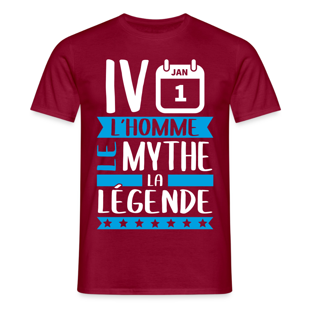 T-shirt homme Yvan rébus – L’homme, le mythe, la légende - rouge brique