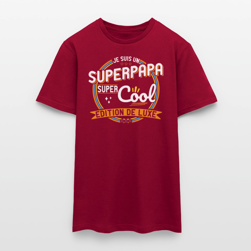 T-shirt Homme - Je suis un Super papa super cool - rouge brique