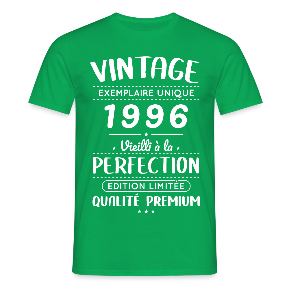 T-shirt anniversaire homme 30 ans – Vintage 1996 – Perfection - vert