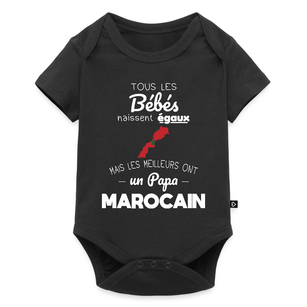 Body Bébé bio manches courtes - Les Meilleurs Ont Un Papa Marocain - noir