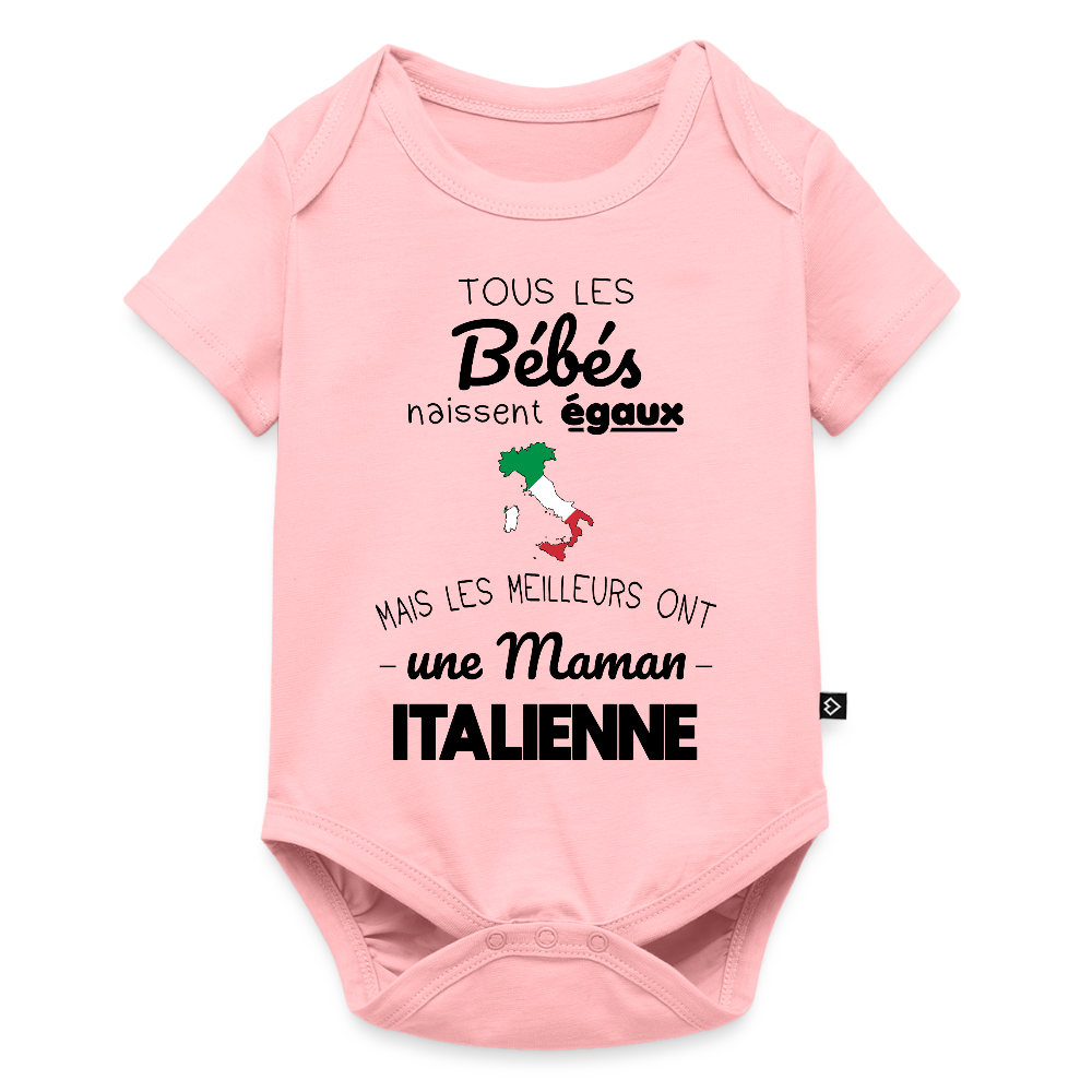 Body Bébé bio manches courtes - Les Meilleurs Ont Une Maman Italienne - rose