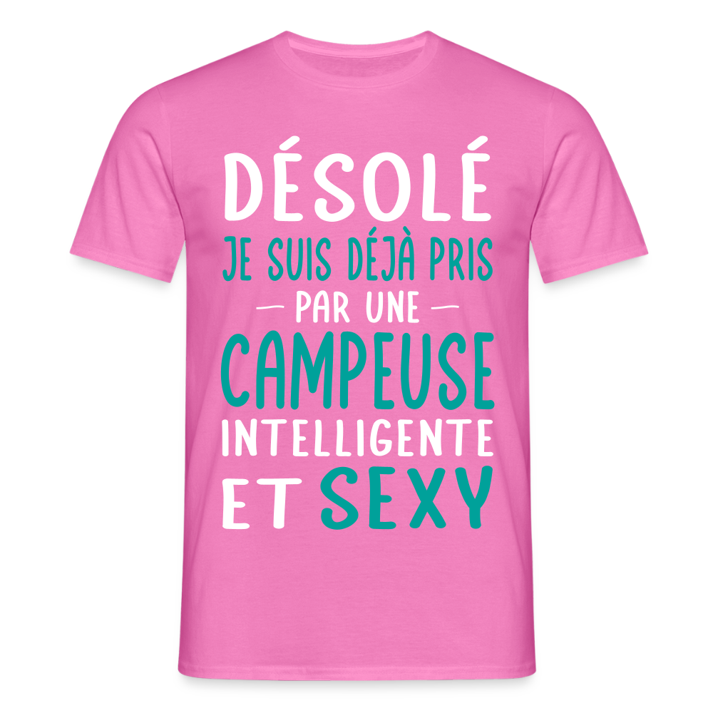 T-shirt Homme - Je  suis déjà pris par une campeuse intelligente et sexy - rose
