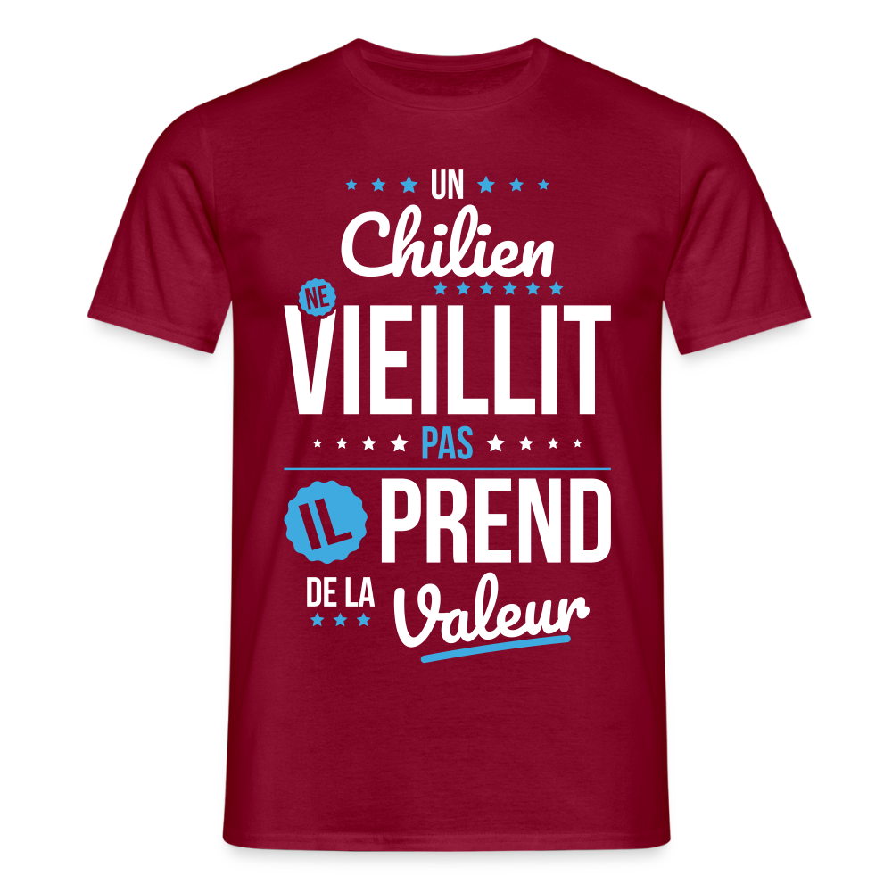T-shirt Homme - Un Chilien ne vieillit pas - rouge brique