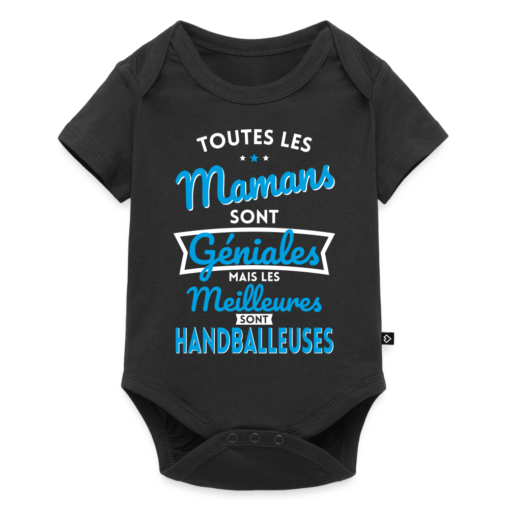 Body Bébé bio manches courtes - Mamans  géniales - Les meilleures sont handballeuses - noir